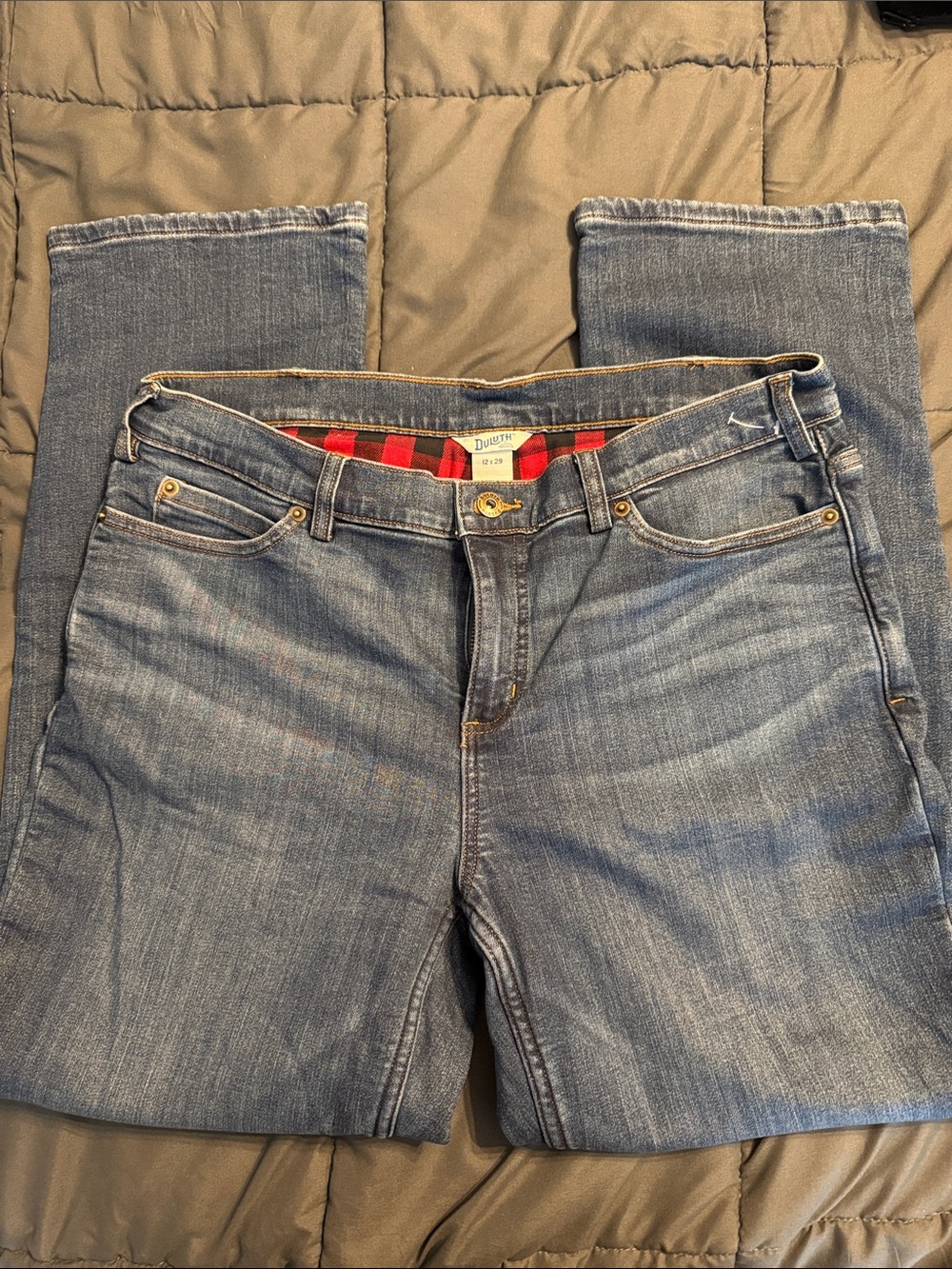 Duluth Trading Co Women’s Flannel-lined Light Blue Straight-Leg Jeans